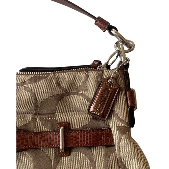 COACH Brown + Tan Signature Canvas + Leather Chelsea Ashlyn Women's Hobo Bag - Picture 3 of 10